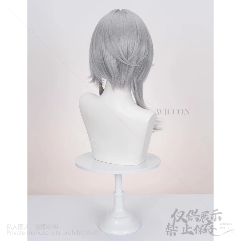 أنيمي لعبة هونكاي ستار السكك الحديدية تأثيري التشفير موضة رمادي وأبيض شعر مستعار اصطناعي يسلط الضوء على جيراي كي الفتيات الباروكات كوس مخصص