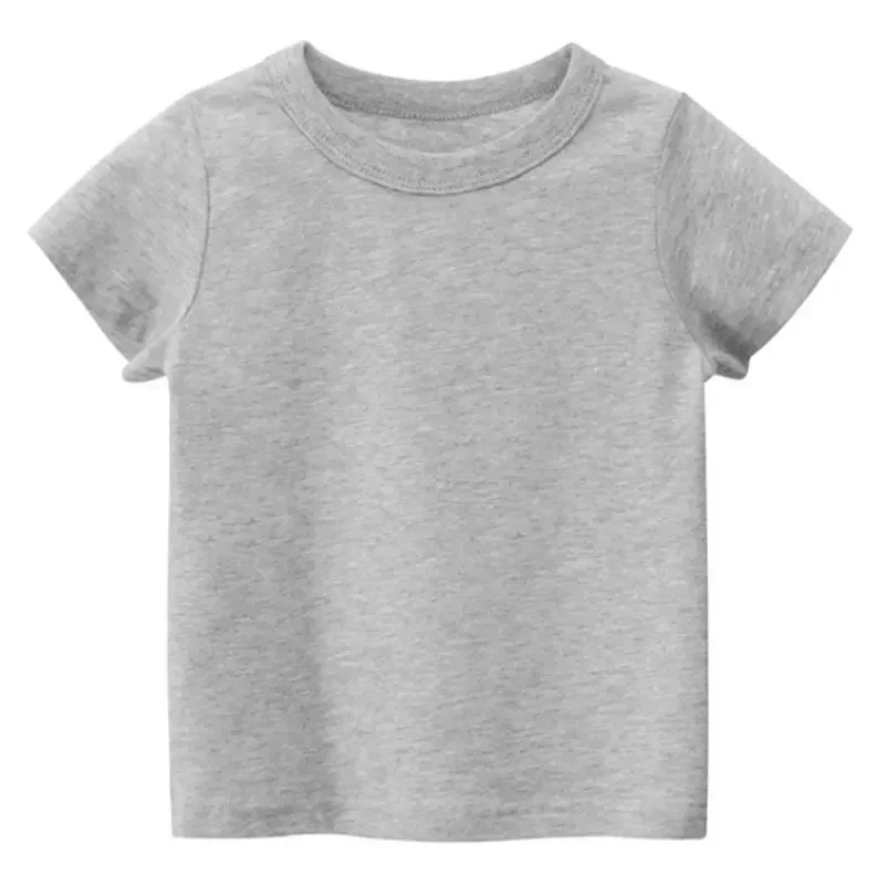 Camisetas lisas para niños, camisetas para niños y niñas, ropa de algodón liso en blanco para bebés, camisetas de verano blancas y negras para niños