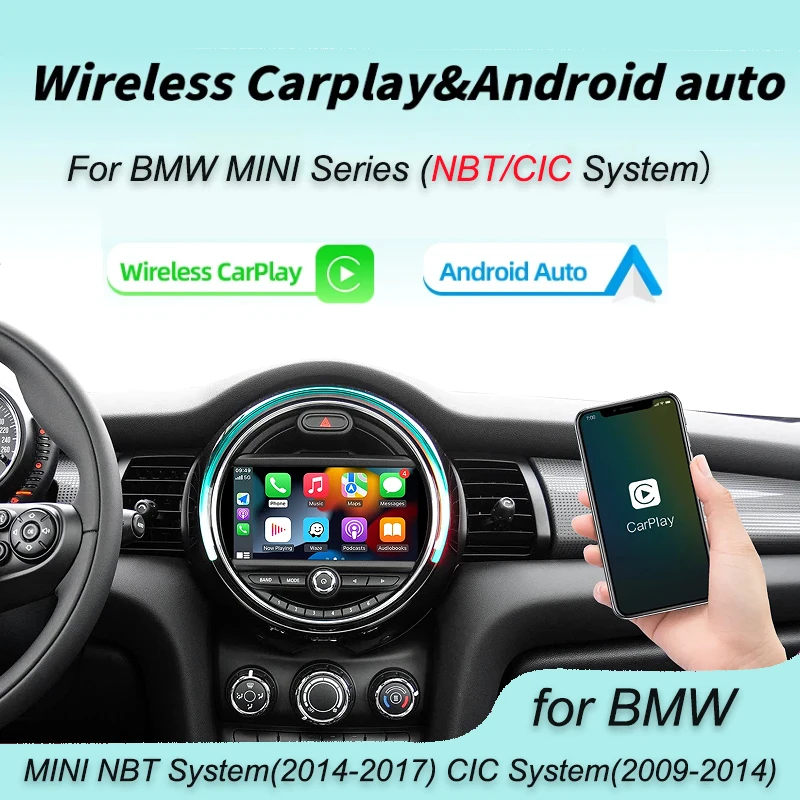 لاسلكي Carplay أندرويد السيارات لميني JWC كوبر كلوبمان كونتري مان باسمان رودستر F56 F57 F58 R55 R56 R57 R58 CIC NBT نظام