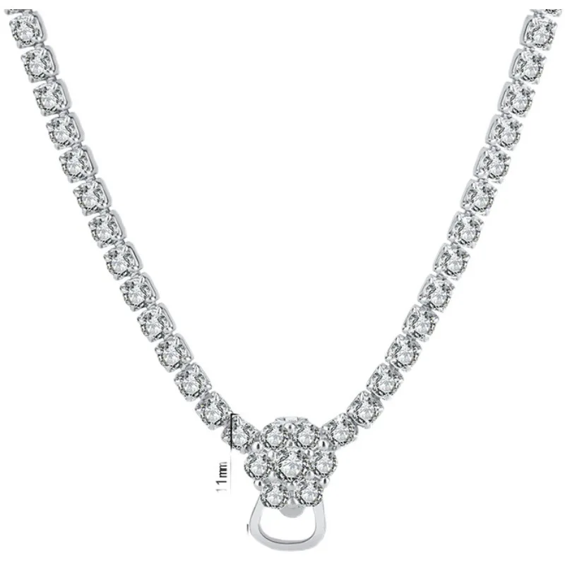 S925 Sterling Silber Halskette Haute Couture Voll-Diamant-Halskette Universalkette Pulloverkette Hochwertige Universalkette – Detail 5