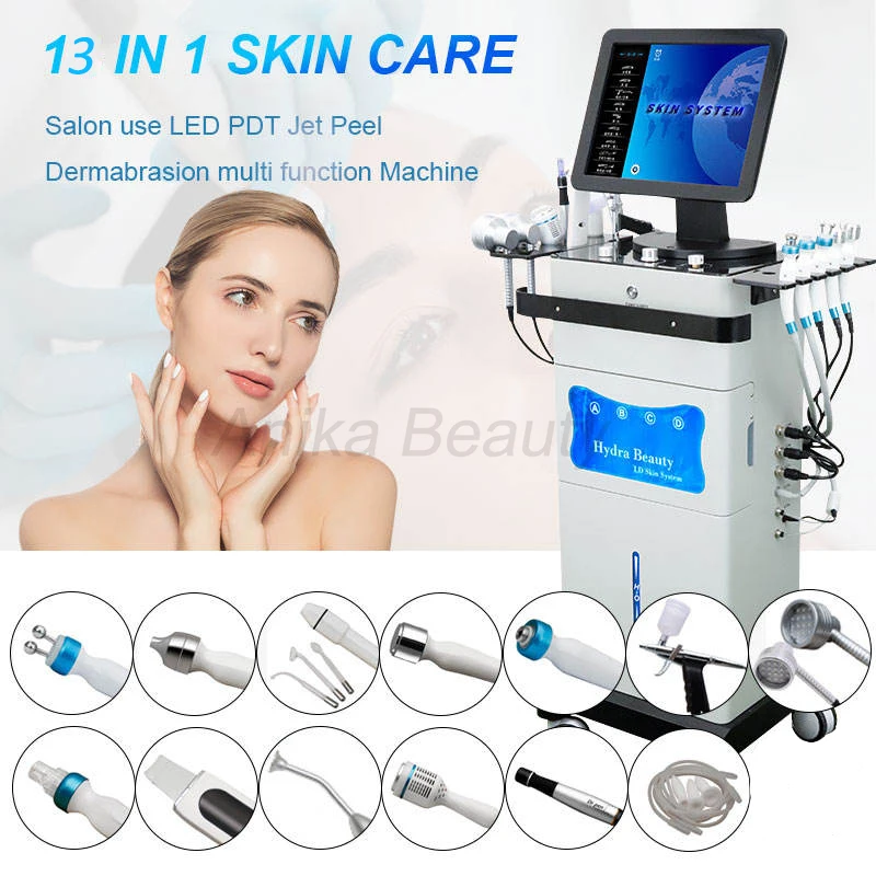 13 In 1 Water Hydro Aqua Peeling Anti Aging Massage Facial Oxygen BIO Photon Lift Hydra Jet Peel Facial Wrinkle Removal Machine