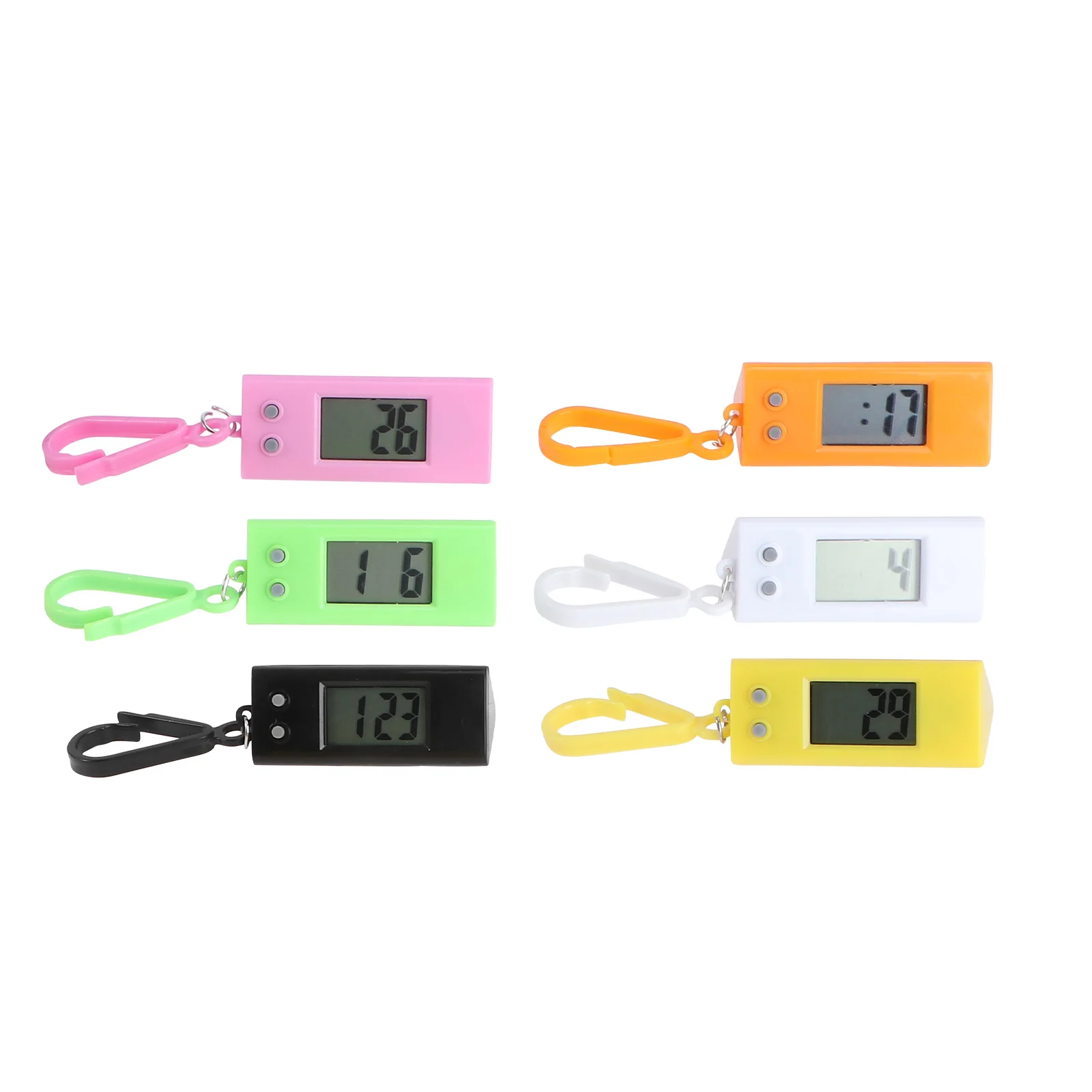 

6 Pcs Digital Watches Keychain Portable Electronic Watch Small Size Clip Belt Loop Backpack Hanging Pocket Watch Plastic