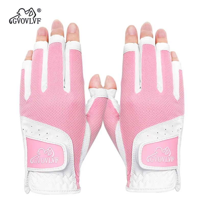 GVOVLVF 1 Pair Golf Gloves for Women Open Finger Soft Leather Breathable More Comfortable To Wear On Long Nails Fit Ladies Girls