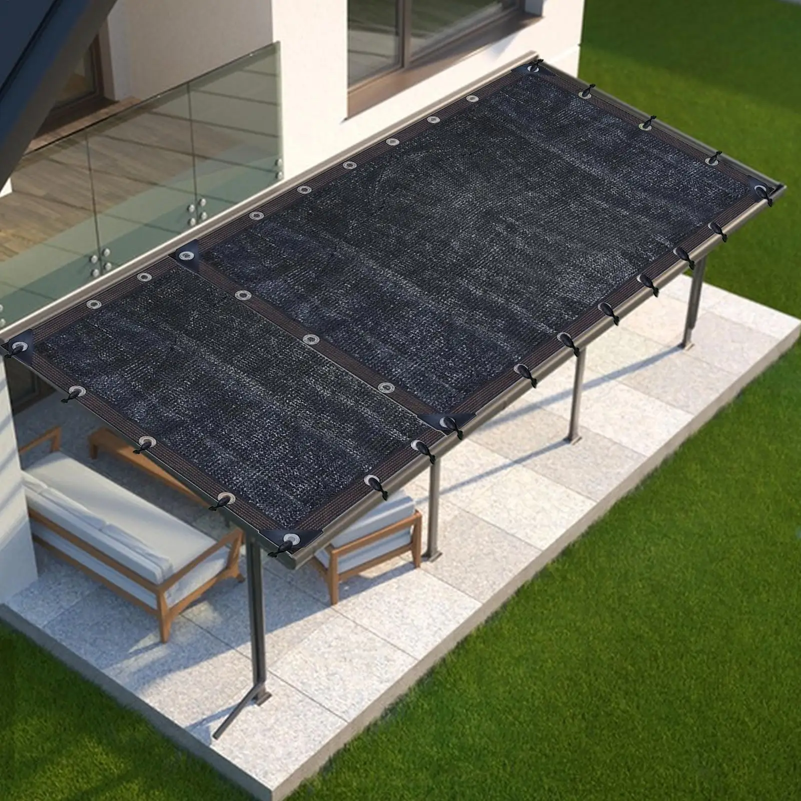 

Тень для курятника, крыша курятника с 20-компонентными шариковыми шнурами, дышащая сетка, ткань с защитой от ультрафиолета для двора