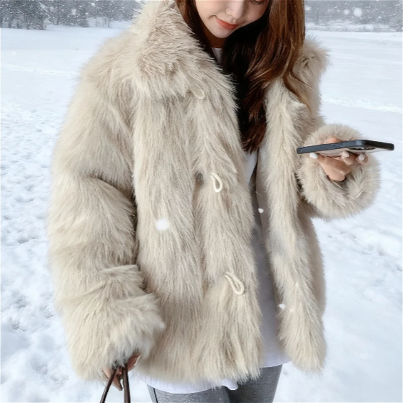 معاطف من الفرو الصناعي سترات نسائية Y2k ملابس خروج فضفاضة معطف ماكسي فروي أنيق وسميك ودافئ ملابس خارجية للعمل لخريف وشتاء 2025 #1