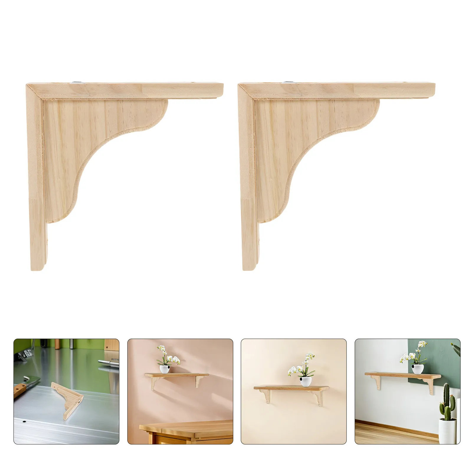 2Pcs Wooden Triangle Shelf Brackets Space Saving Wall Mounted Angle Brackets for Floating Shelves Modern Minimalist Kitchen