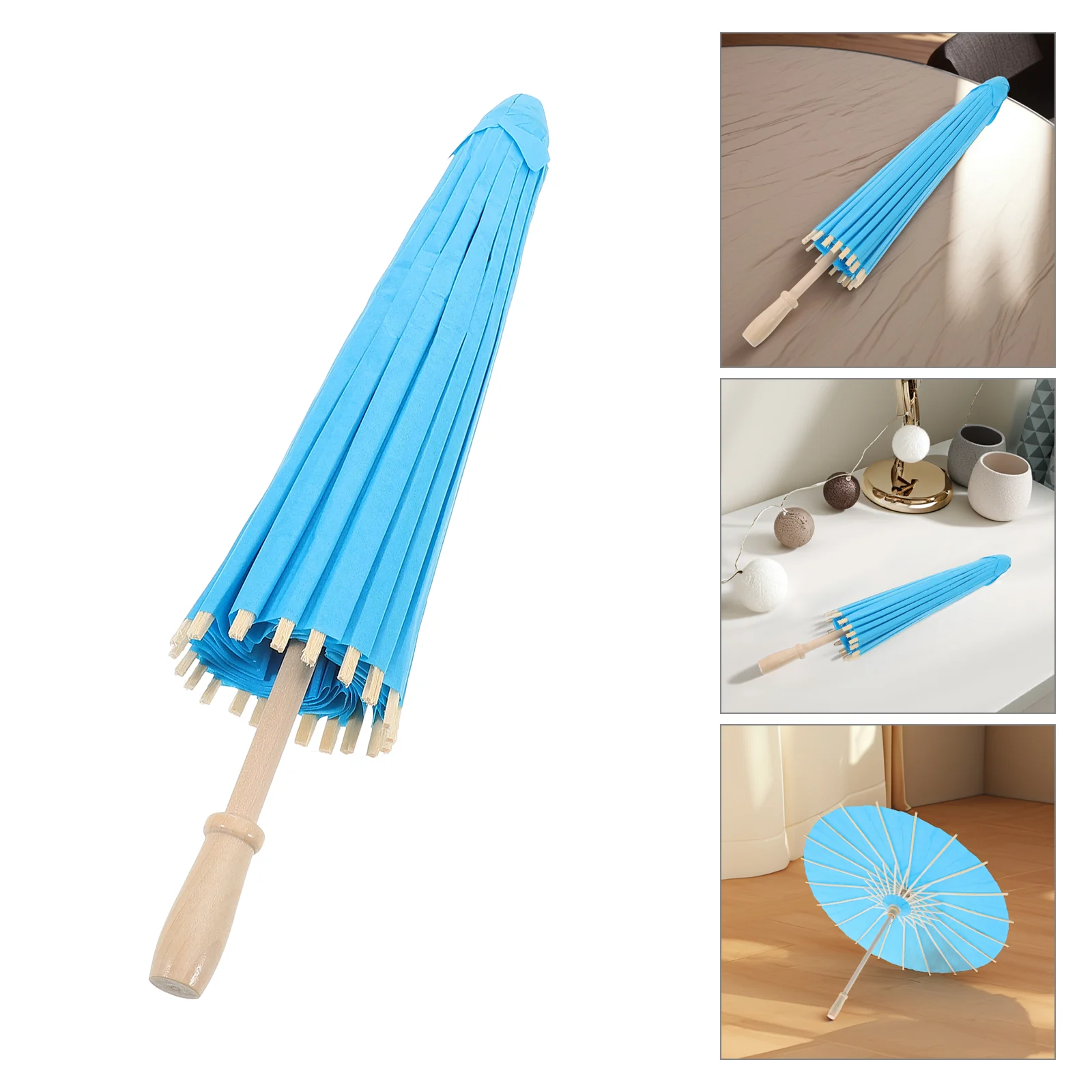 DIY Decorative Blue Oiled Paper Umbrella For Kids Hand Painting Suitable For Wedding Parties Photography And Cosplay Events