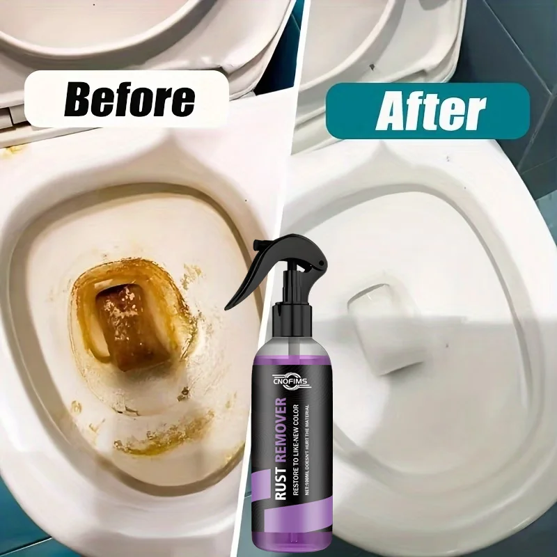 Powerful Toilet Ceramic Rust Remover Spray, Quick rust dissolving, safe for surfaces, removes deep stains & yellow spots, gentle