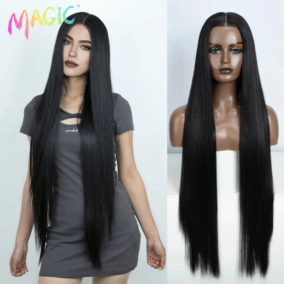 Magic Synthetic Lace Front Wigs For Women Lace Front Wig Straight Hair Lace Wigs 38 Inch Ombre Blonde Lace Wig Cosplay Wigs