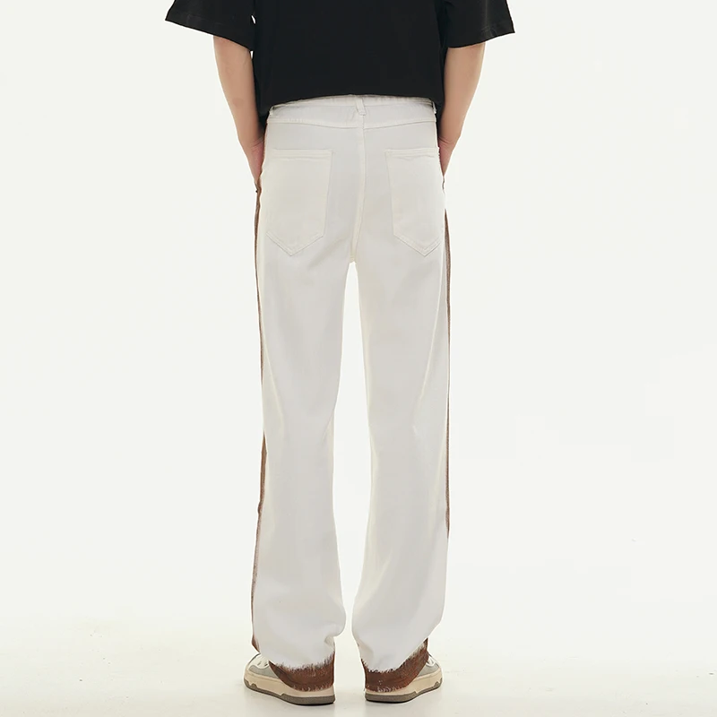 Striped Design Loose Jeans Men's Loose Straight Draping Wide-Leg Trendy Hip Hop Personality Retro Street Casual Trousers