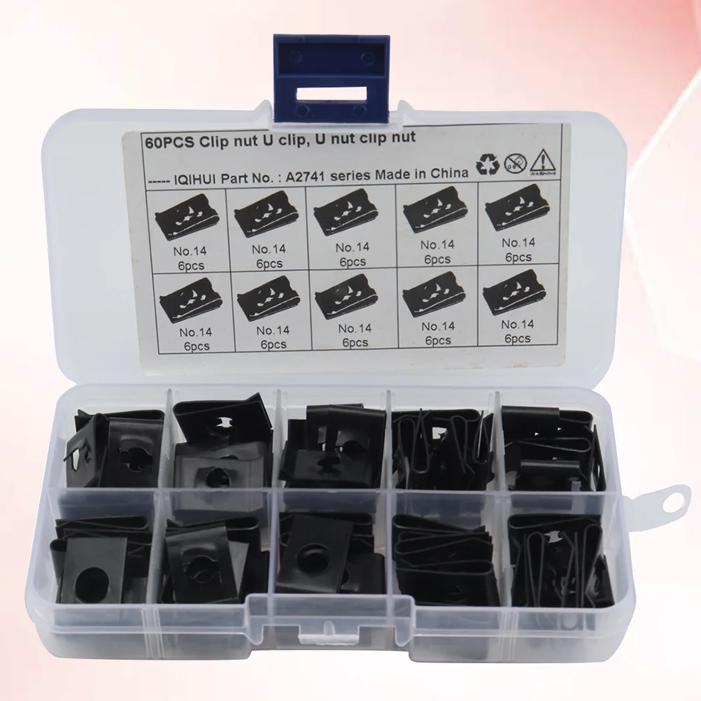 

60pcs Spring Nut Fastener Manganese Steel U Clip For Panel Bumper Automotive Clips Steel Motorcycle U Nut
