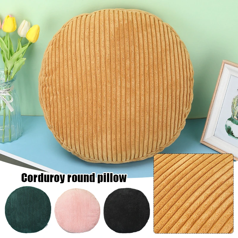 

40cm Corduroy Round Cushion Home Decor Living Room Sofa Pinstripe Throw Pillow Cushions Bedroom Office Waist Pillows With Core