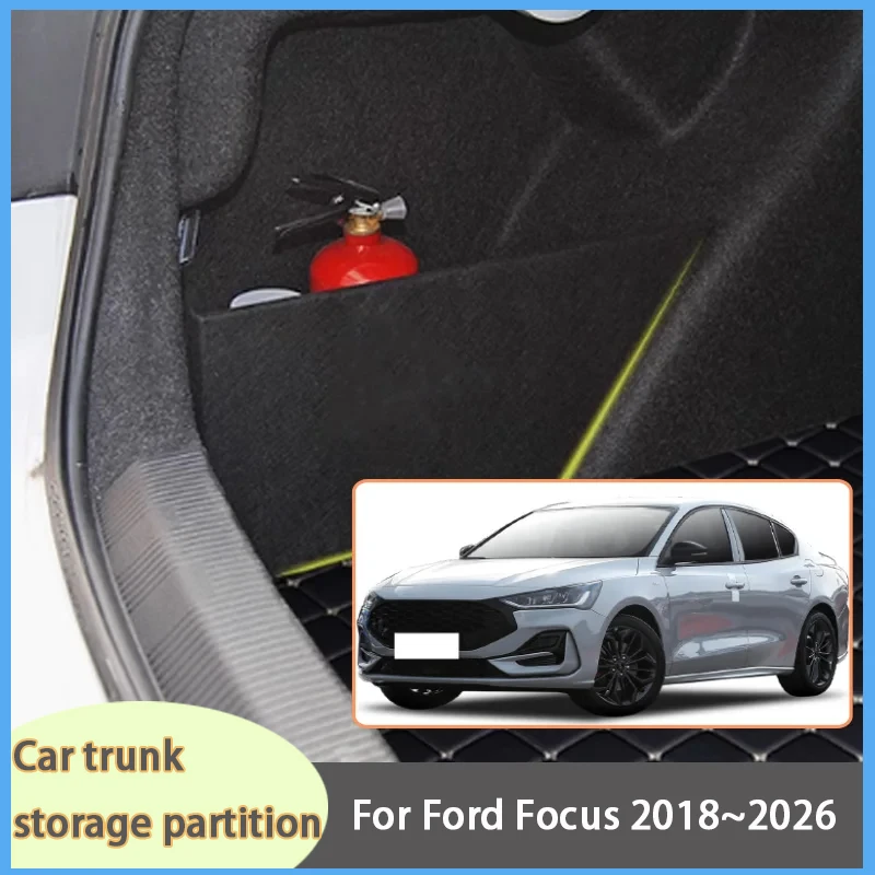 

For Ford Focus 2018~2026 MK4 Saloon Organizer Thickening Trunk Side Partition Trunk Interior Storage Box Parts