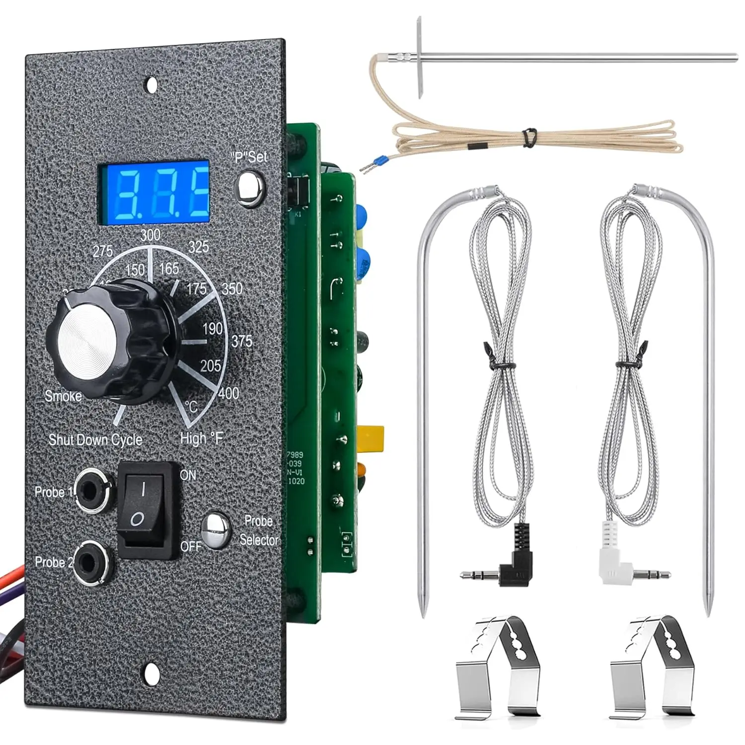 

Digital Thermostat Controller for Pellet Grills with PID Board, RTD Sensor, and Meat Probe