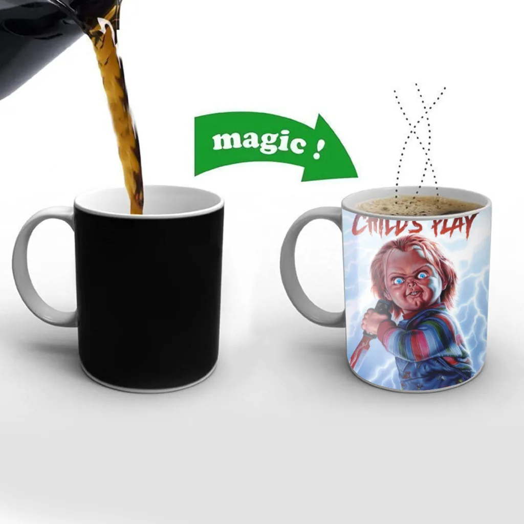 Classic Chucky Horror Movie One Piece Coffee Mugs And Mug Creative Color Change Tea Cup Ceramic Milk Cups Novelty Gifts