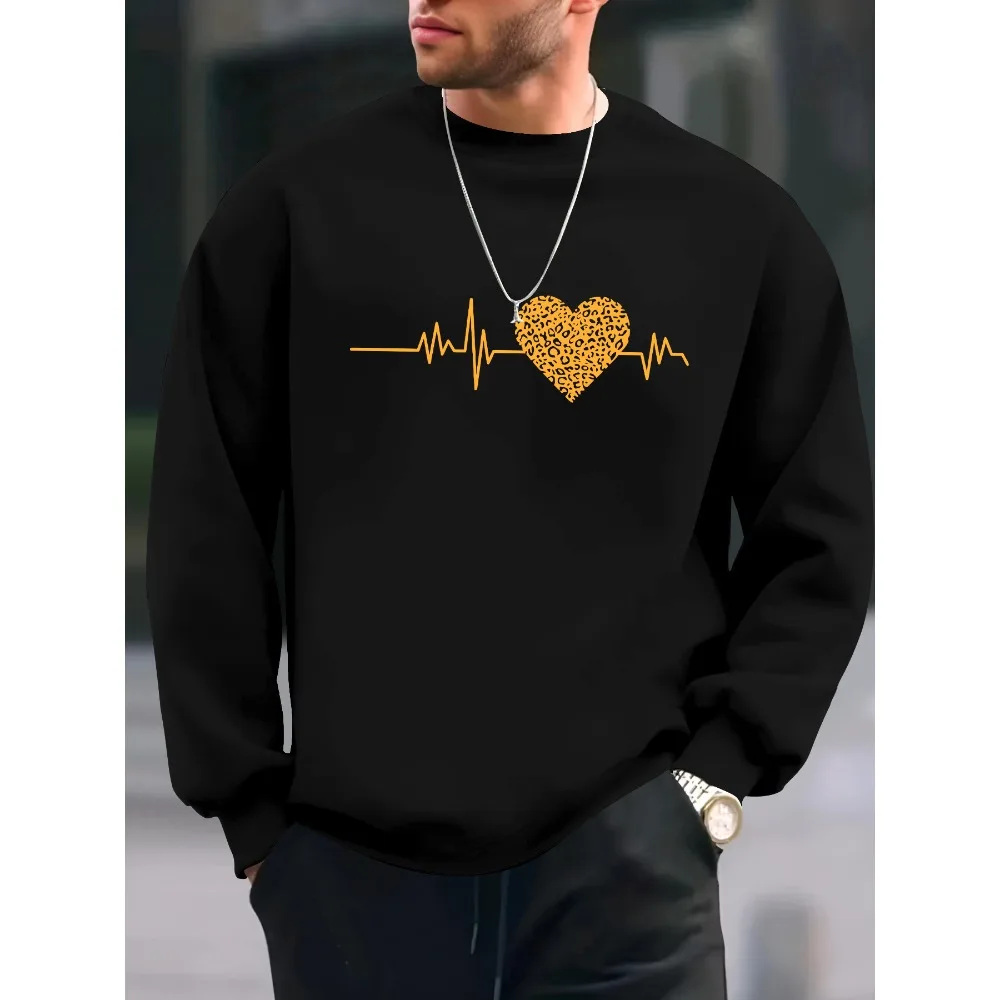 Men's Pullover Print Sweatshirt, Casual Streetwear Fashion Long Sleeve Crew Neck Sweater, Basic Top For Sports & Daily Wear