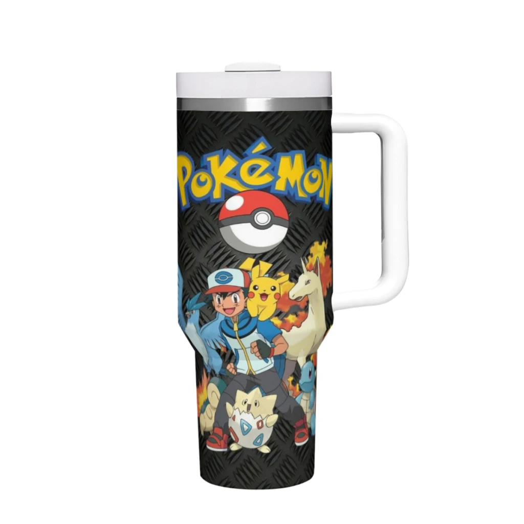 Pokemon 40 Oz Ultimate Tumbler with Handle and Straw Vacuum Insulated Tumbler