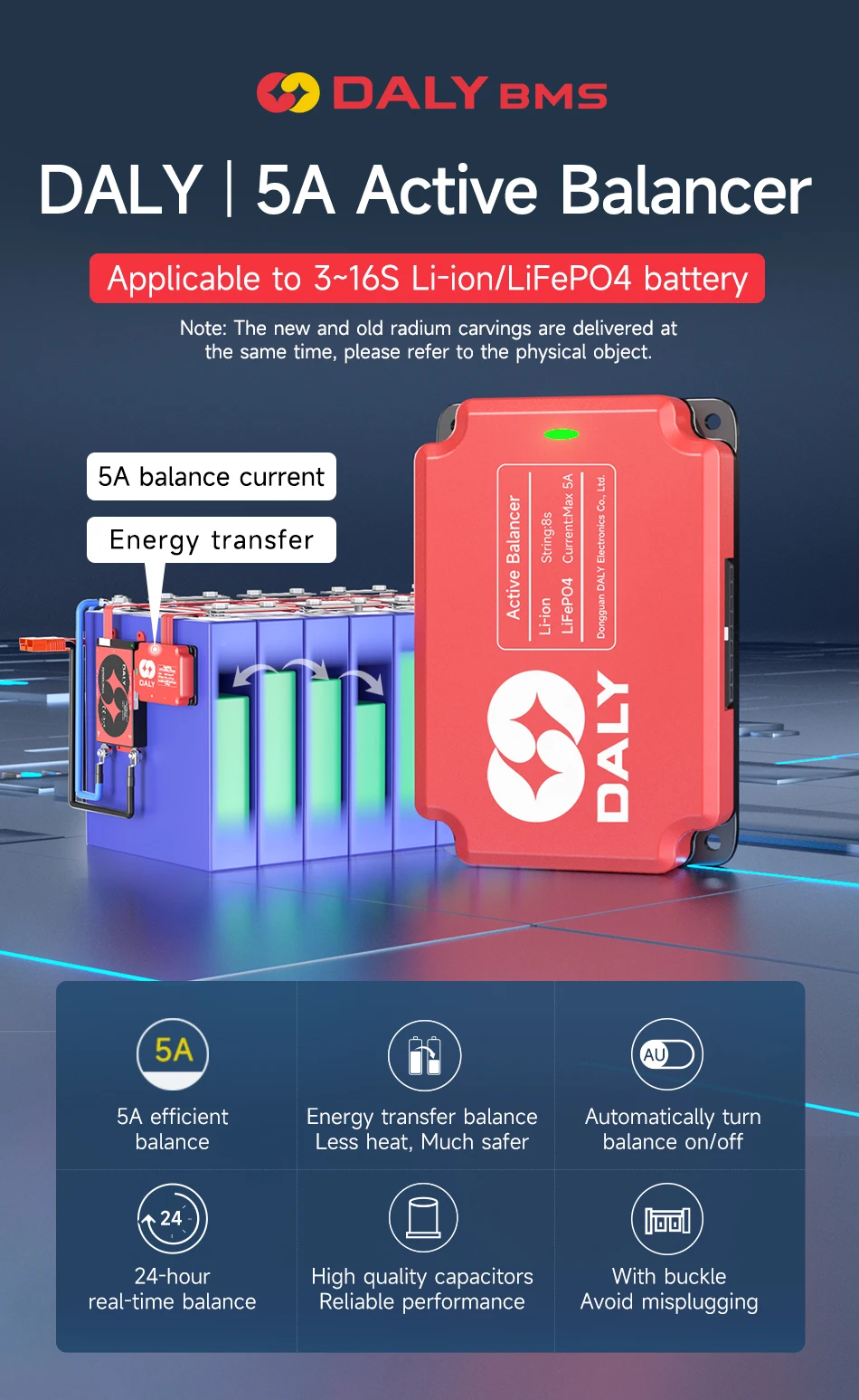 DALY Hardware Aktiver Balancer LiFePO4 5A Balancer 4S 8S 10S 12S 13S 16S Aktiver Equalizer für Energiespeicherung – Detail 1