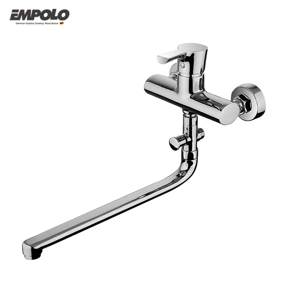 

EMPOLO Hot Cold Modern Brass Bath Shower Faucet Exposed Shower Bath Mixer Long Bathtub Spout Brass Mixer