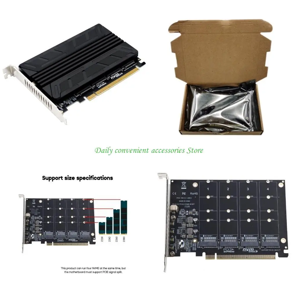 

97QB SSD To PCIE Adapter Card PCIEX16 NVME M-KEY SSD RAIDs Motherboard PCI-E