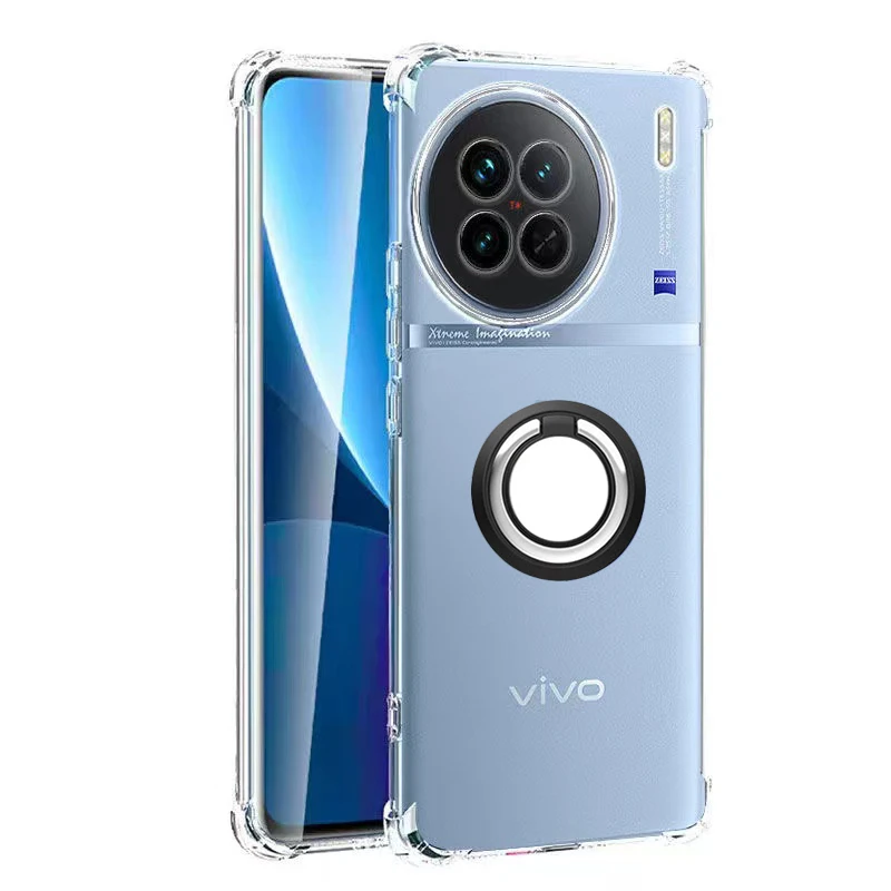 Ring Holder Case For VIVO X90 5G V2241A Reinforced Corners Soft TPU Shockproof Bracket Cover For VIVO X90 Pro Plus Couqe Funda