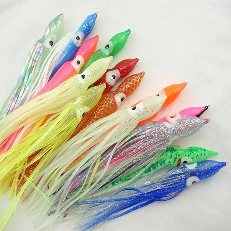 5Pcs 5/10cm Rubber Luminous Squid Skirts Soft Lure Pesca Bait Octopus   Fishing Lures Tuna Sailfish Catfish Baits