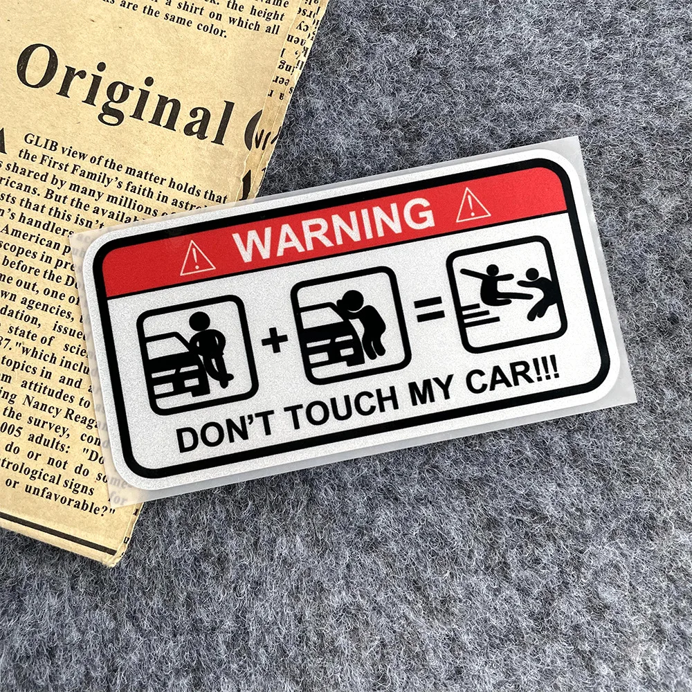 Don't Touch My Car Slogan Motorcycle Fuel Tank Warning Sticker Reflective Waterproof Decoration JDM Helmet Patch Universal Type