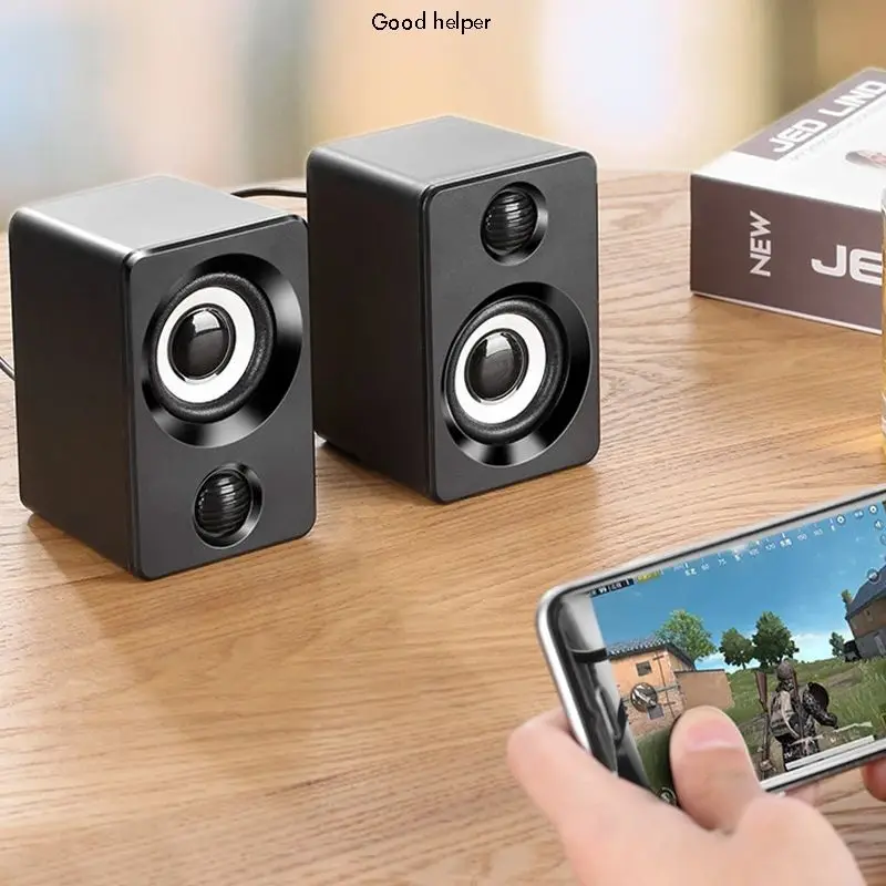 Mini Rectangle Laptop Speaker, 360 Degree Stereo Sound, Portable USB 2.0 Wired Music Speaker Loudspeaker for Desktop Computer PC