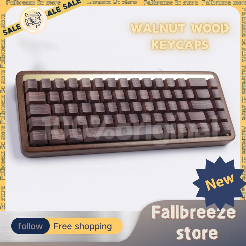 

Walnut Wood Keycaps Wood Mechanical Keyboard Keycaps Pbt Keys Side Engraving Moa Custom Mechanical Keyboard Accessories Keycaps