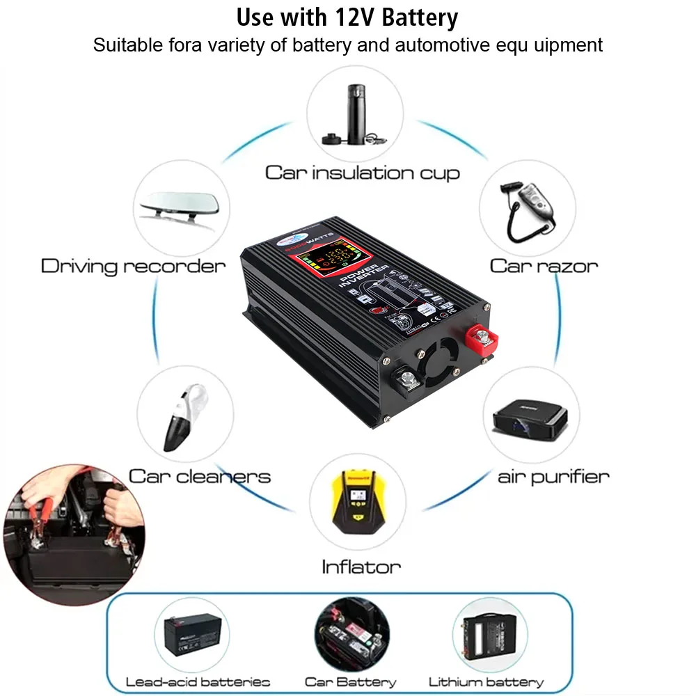 6000W Vehicle-Mounted Household AC Converter Car Power Invertor DC 12V To 220V Universal Car Accessories Socket With 4.2A USB