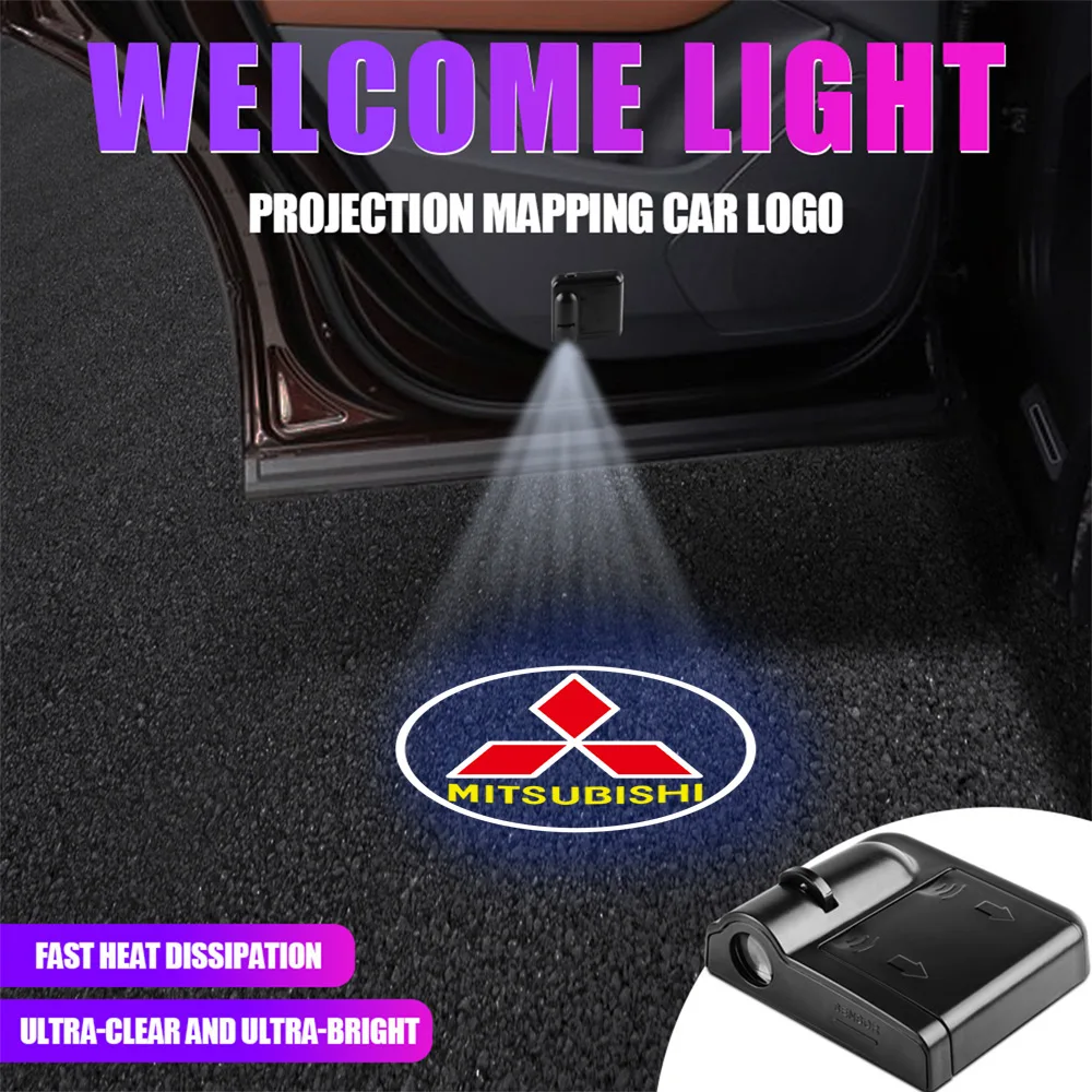 1PCS Car Door Welcome Light LED Laser Projector Light Auto Accessories for MITSUBISHI Ralliart Lancer Competition Outlander ASX