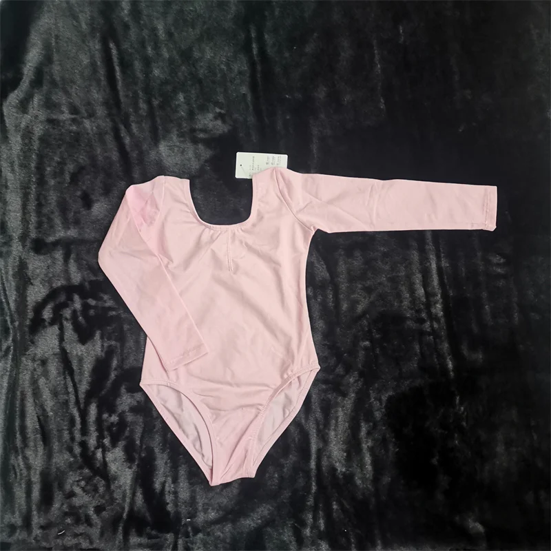 Gorąca Wyprzedaż Dziecięce Dziewczęce Stroje Treningowe do Tańca Białe Czarne Fioletowe Różowe Długi Rękaw Bawełna Spandex Trykoty Baletowe