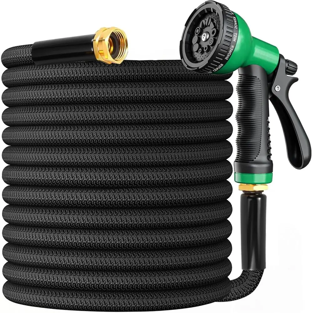 

Expandable Garden Hose with 10-Function Spray Nozzle, 3/4 Brass Fittings, Retractable Latex Core, 2026 Model