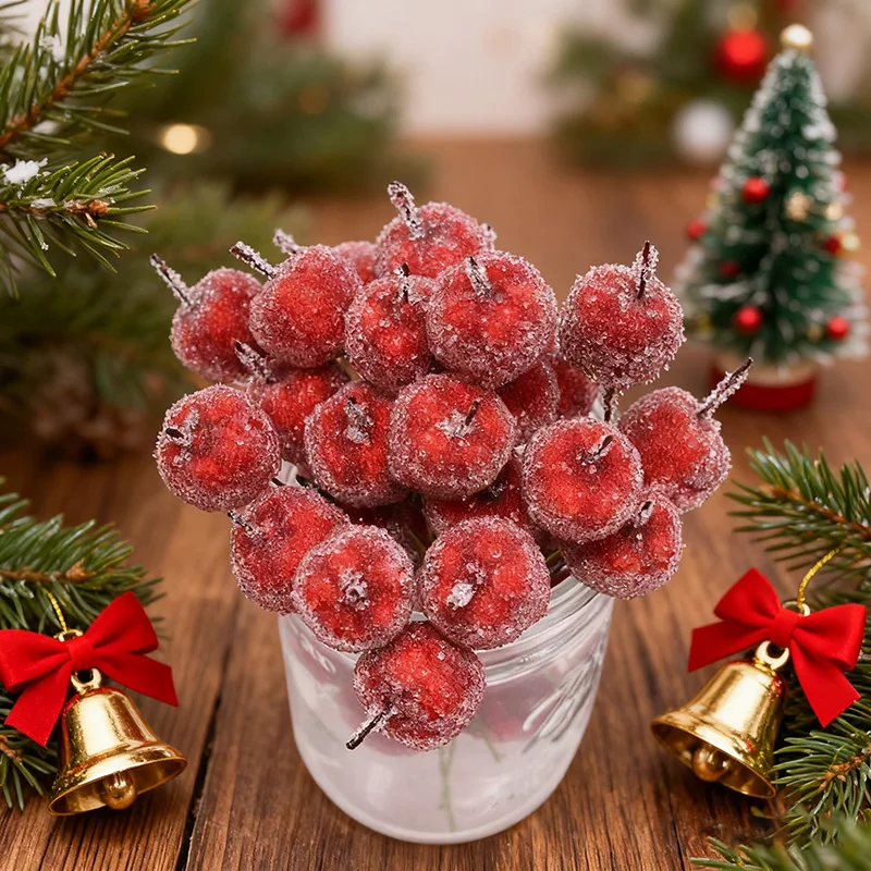 

10pcs Plastic Simulation Red Glass Berry Artificial Frost Berry DIY Flower Wreath Christmas Wedding Birthday Party Home Decor