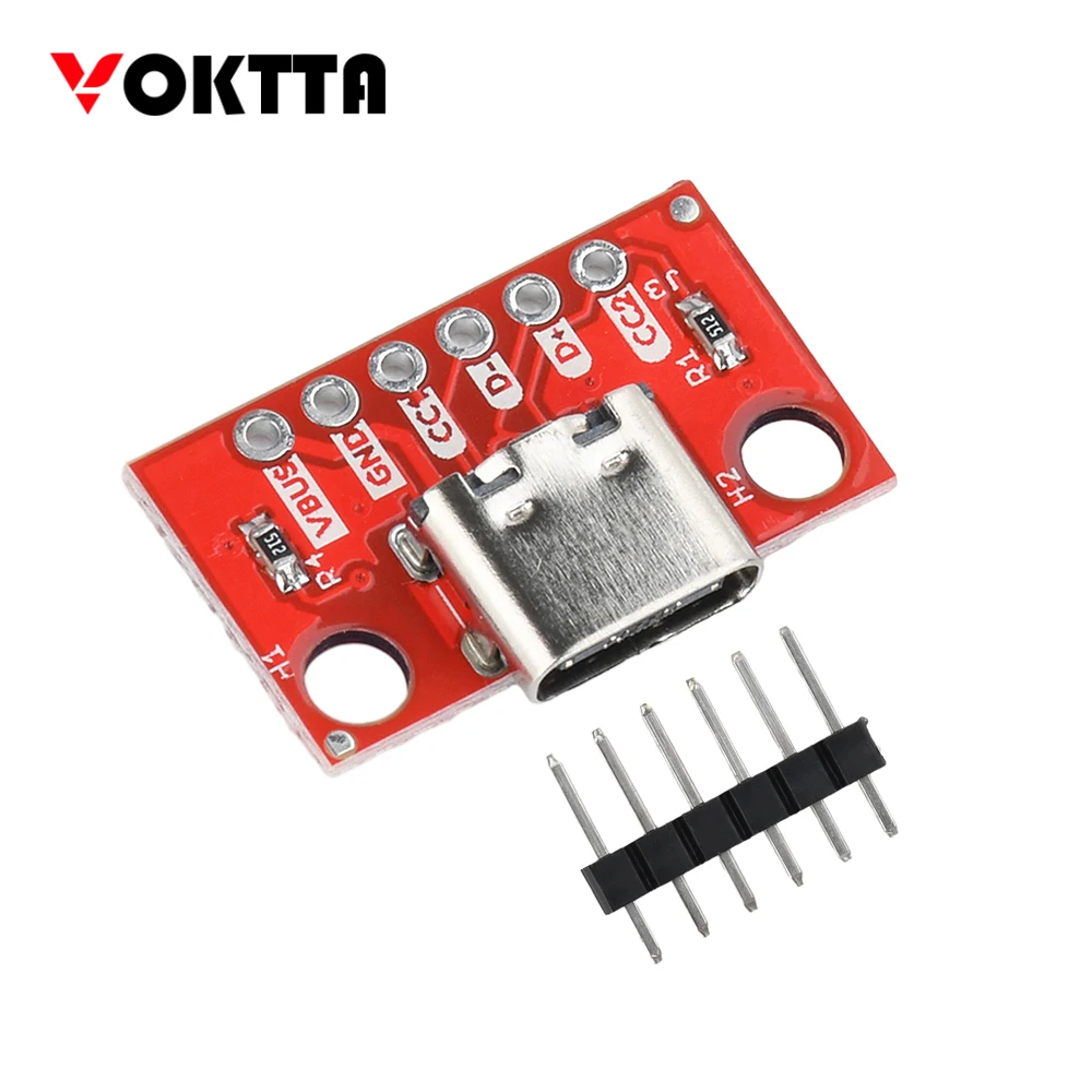 

USB 3.1 PCB Board Type C Female Test Board 16P to 2.54mm Connector Socket High Current Power Adapter Module With Needles
