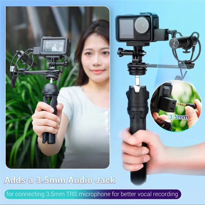 QWE-Type-C Charging Port 3.5Mm Audio Adapter(2 Pcs) For DJI OSMO Action 4/5 Pro Supports External Microphone Input