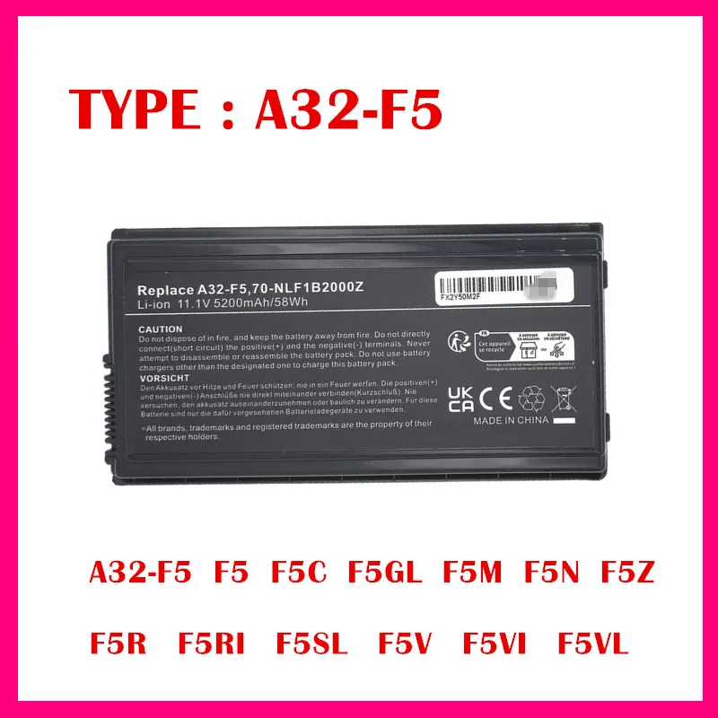 

Laptop Battery For ASUS A32-F5 F5 F5C F5GL F5M F5N F5R F5RI F5SL F5V F5VI F5VL F5Z
