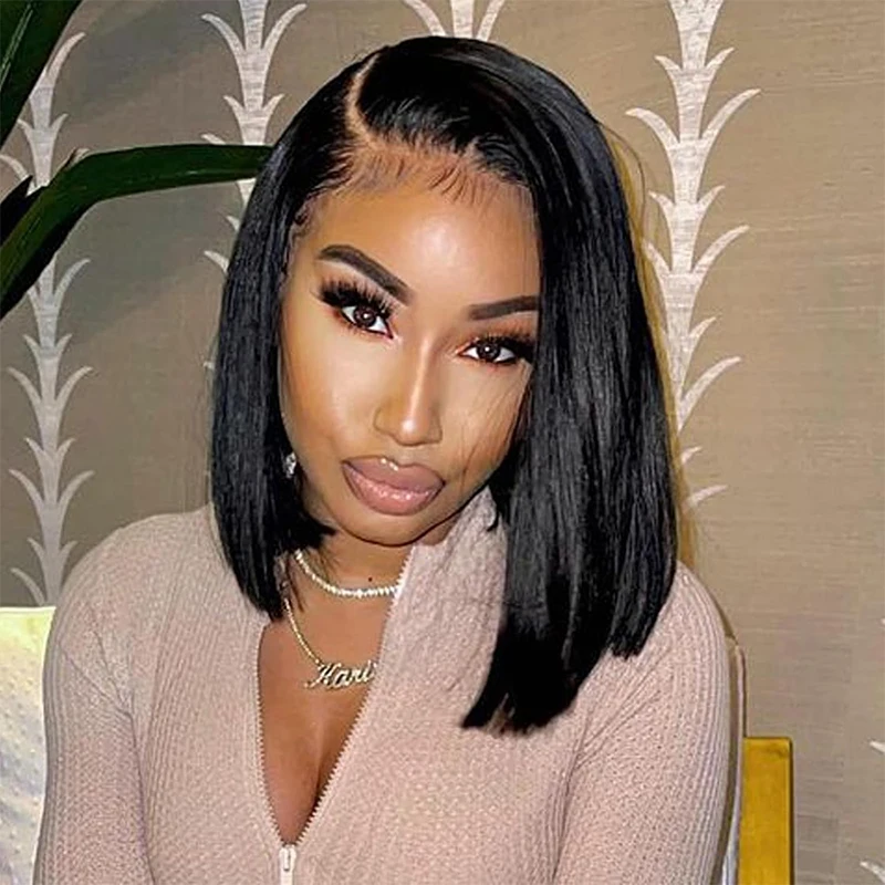 

Short Bob Wig 13x4 Transparent Lace Frontal Wigs Bob Lace Front Wig Human Hair Straight Preplucked 4x4 Human Hair Wigs for Women
