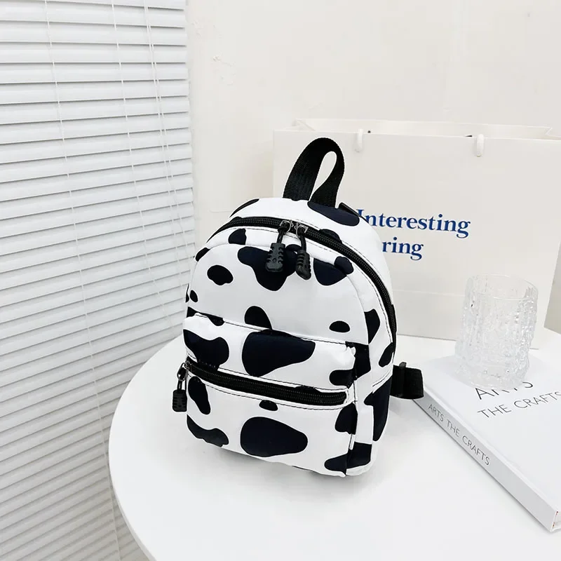 Mini Japanese soft girl cute quirky cow spots shoulder bag soft cute kawaii girl college style canvas student small schoolbag