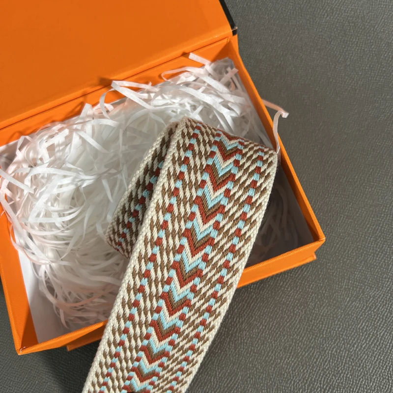 Hand-Stitched 5cm Wide First-Layer Leather Woven Canvas Strap For Herbag Bag Evelyne Bag Shoulder Strap Crossbody Strap Bag