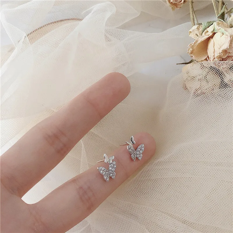 New Korean Style 925 Silver Butterfly Ear Clips For Women Sparkling Zircon Ear Cuff Clip Earrings Wedding Party Jewelry Gifts - view 6