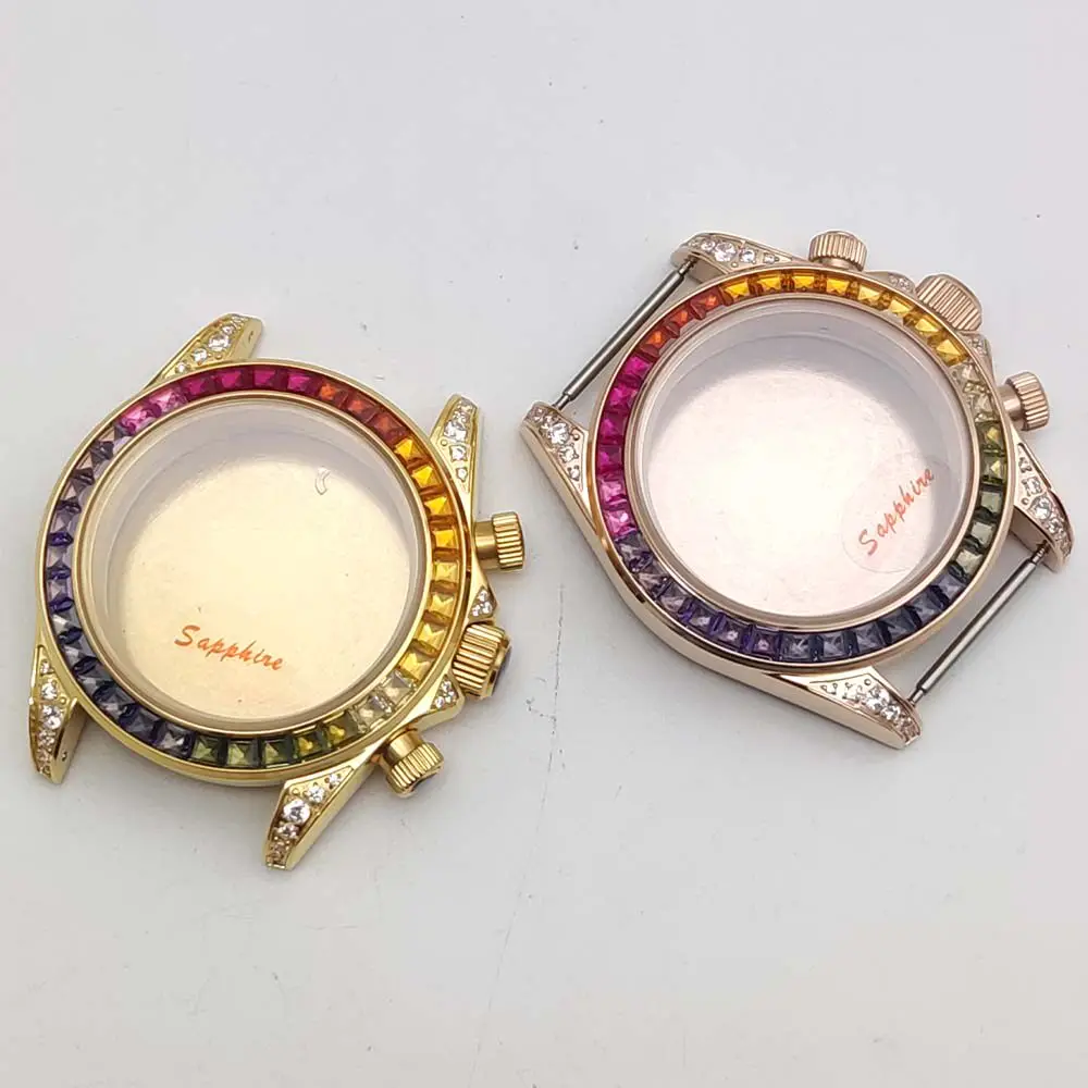 

Сборный корпус для часов 40 мм, модель VK63, кварцевый, золотой, с бриллиантами, сапфировое стекло