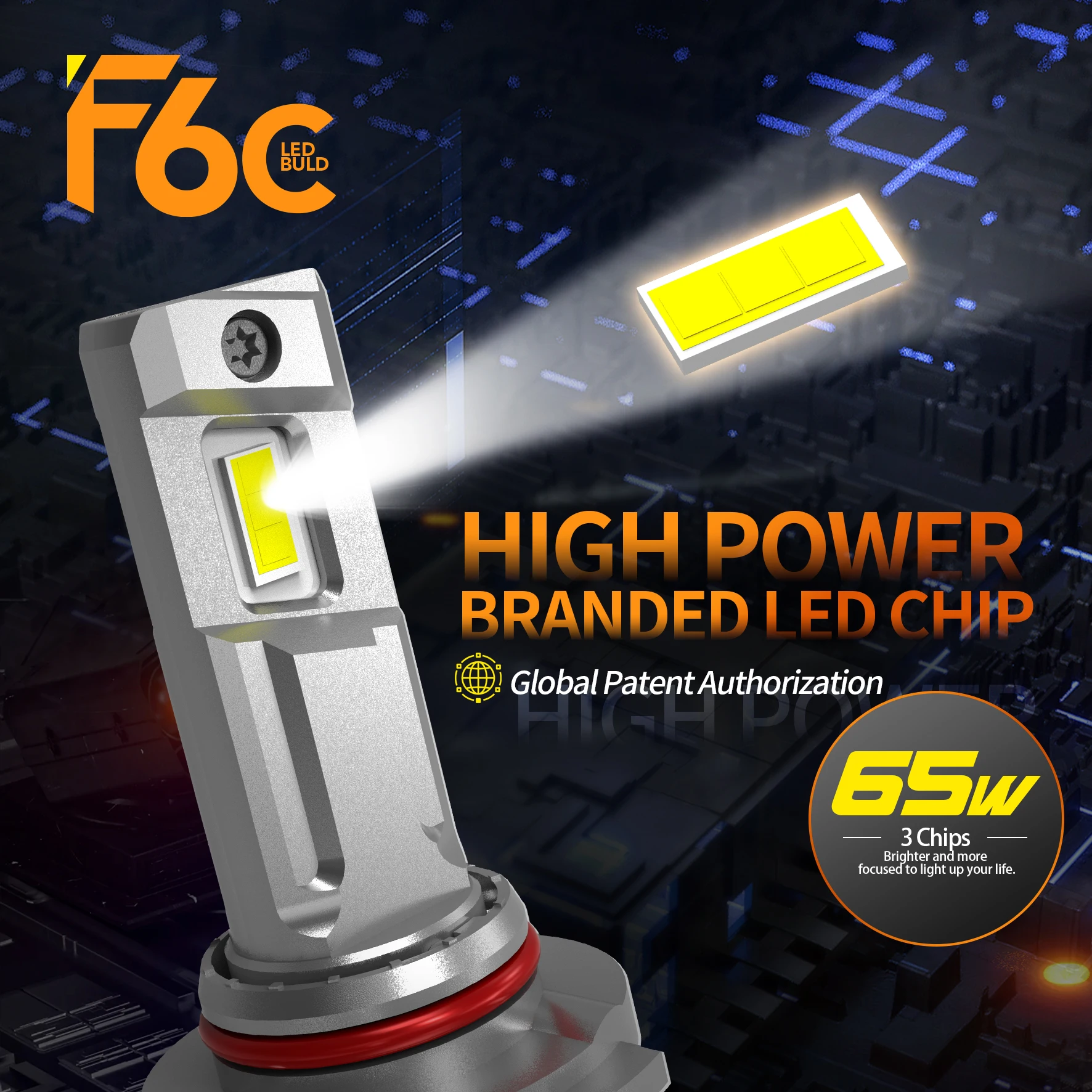 High Power F6C 130W H7 Small Size Canbus Led Bulbs 6000K LED H4 H11 HB3 9005 HB4 9006 F6C Led Headlight Bulb  12V 2PCS