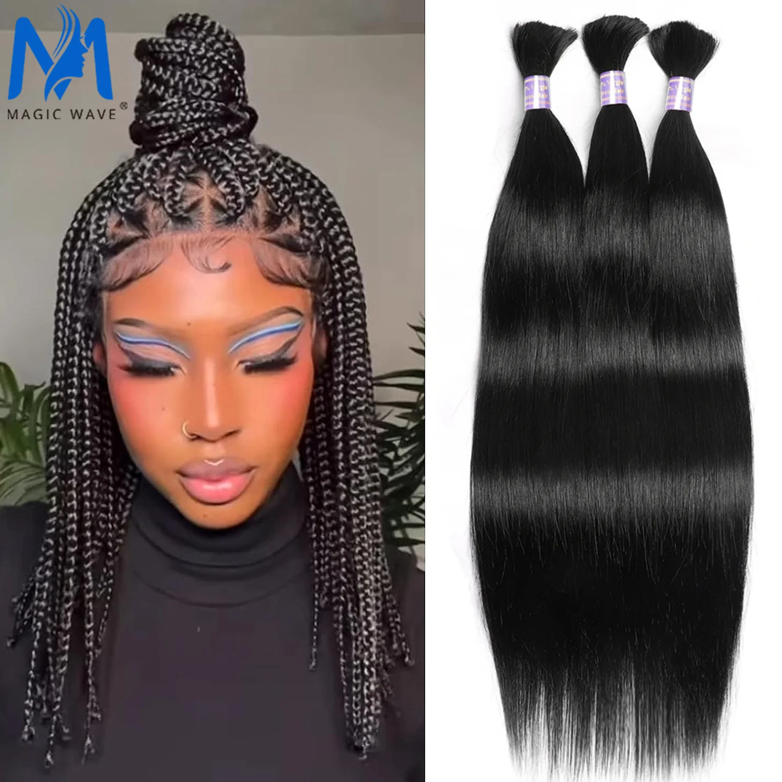 

Bulk Hair Straight Human Hair for Braiding 100% Unprocessed No Weft Hair Bulk Extensions Brazilian Remy Hair Virgin Hair