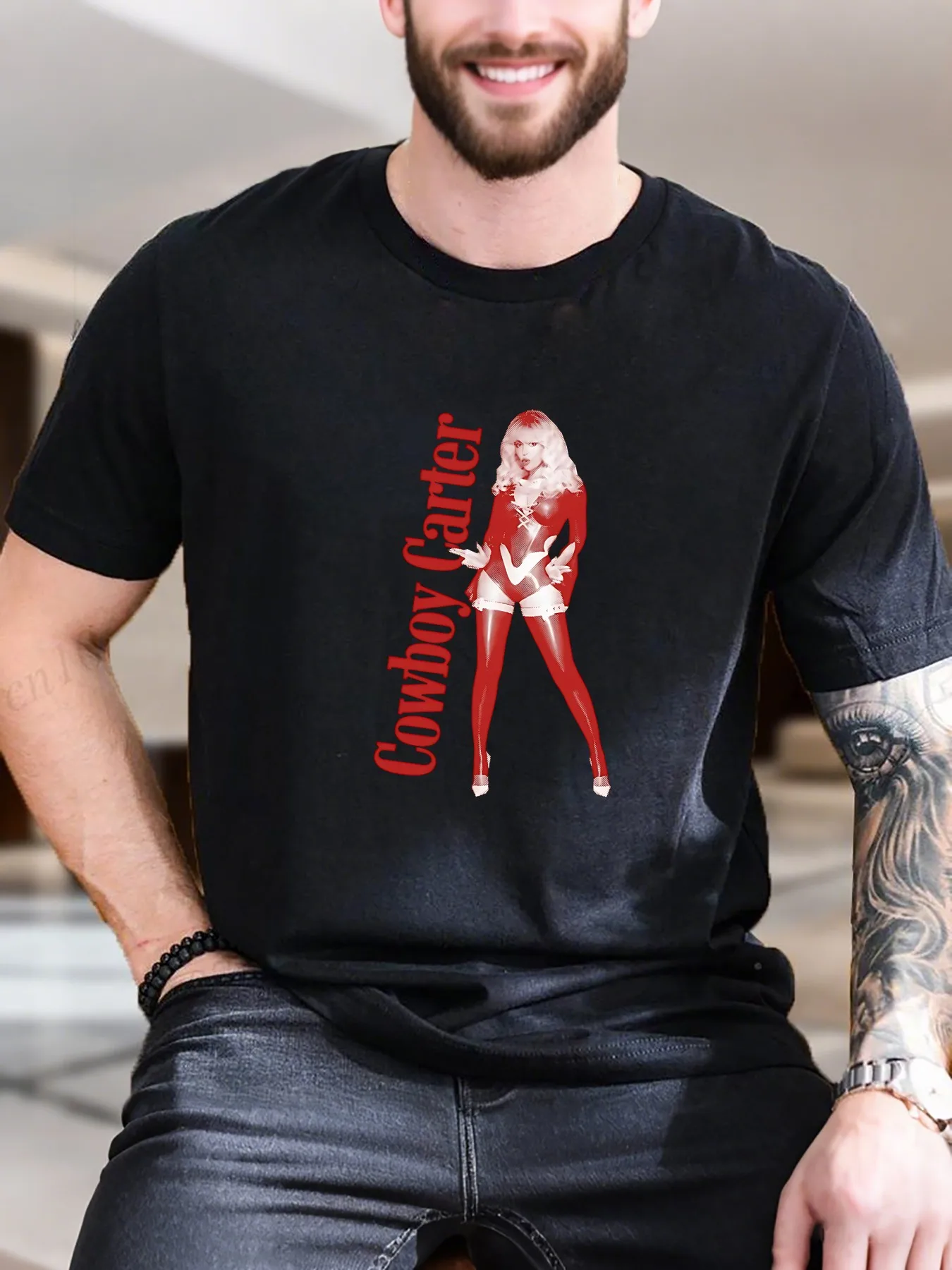 

New Arrival Fashion Men's Graphic Print Short Sleeve T-Shirt Vintage Red White Costume Design 100% Cotton Breathable Fabric Ultr