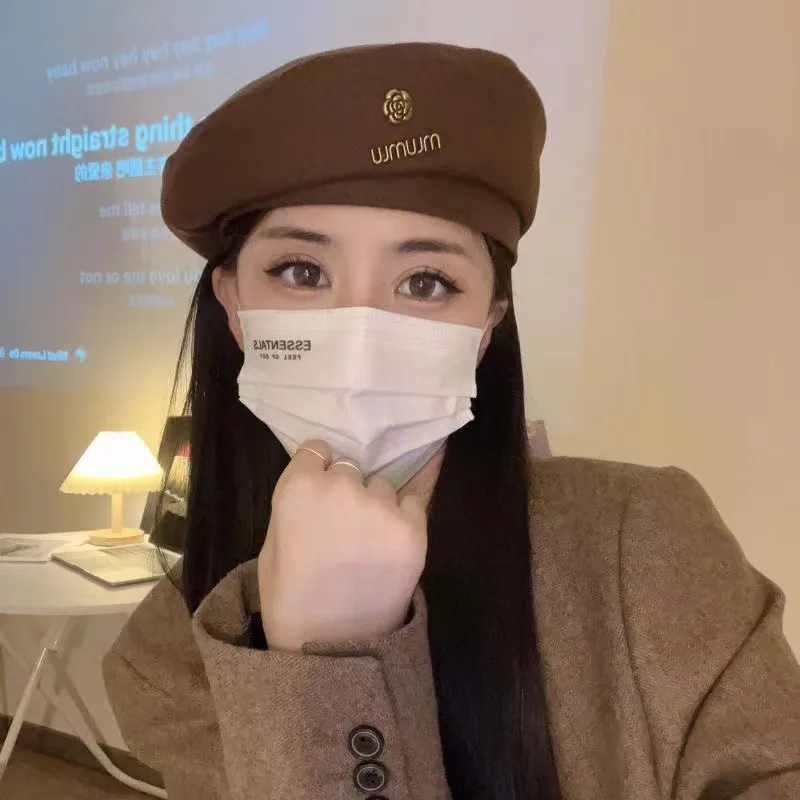 Women's hats, French-style wool berets, new autumn winter models, black, stylish and trendy, make the face