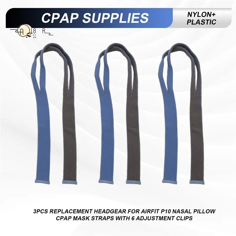 

A18R -Replacement Headgear For Resmed Airfit P10 Nasal Pillow CPAP Mask Straps With Adjustment Clips