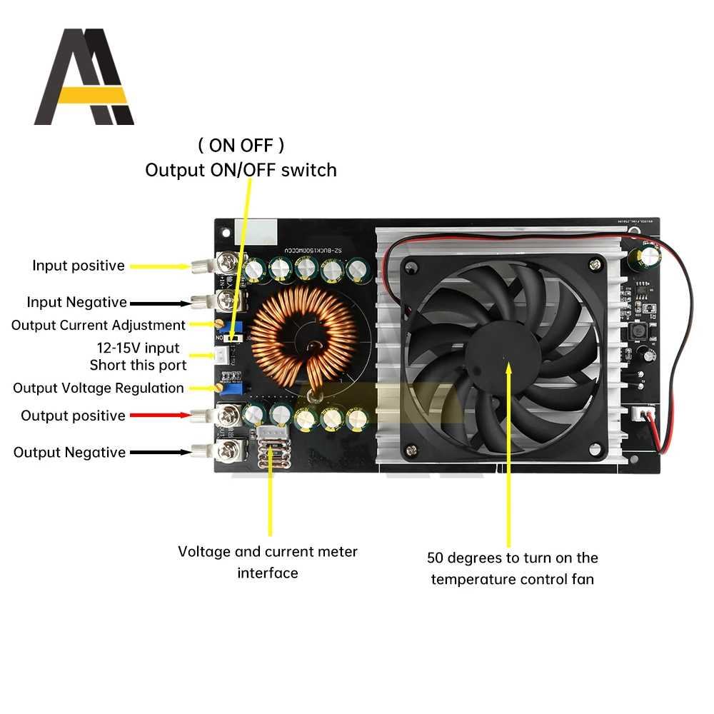 

DC-DC Step-down Module 1500W DC 15V-90V to DC 2.5V-72V 1.5-50A Adjustable Constant Voltage and Current Module Buck Converter