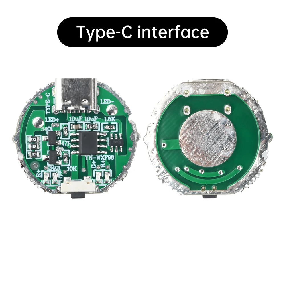 측면 프레스 강력 조명 토치 드라이버 보드 스위치 포함 마이크로 USB / TYPE-C 회로 기판 DIY 액세서리 (10W LED 비즈용)