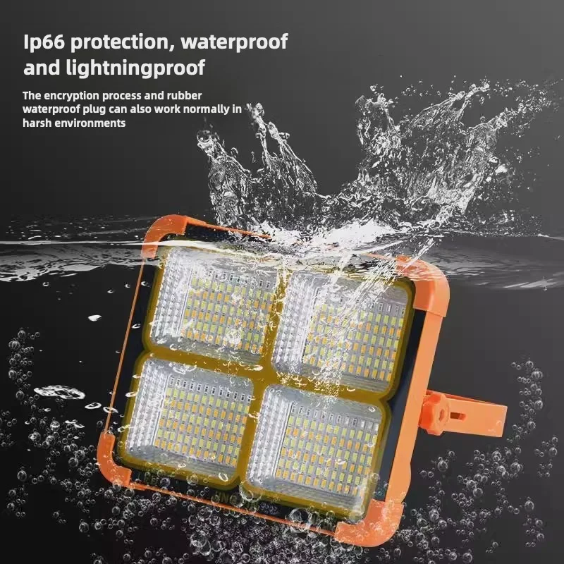 450W Solar Work Light Portable Solar Camping Light Adjustable Brightness Solar Spotlight For Travel Car Repair Hiking